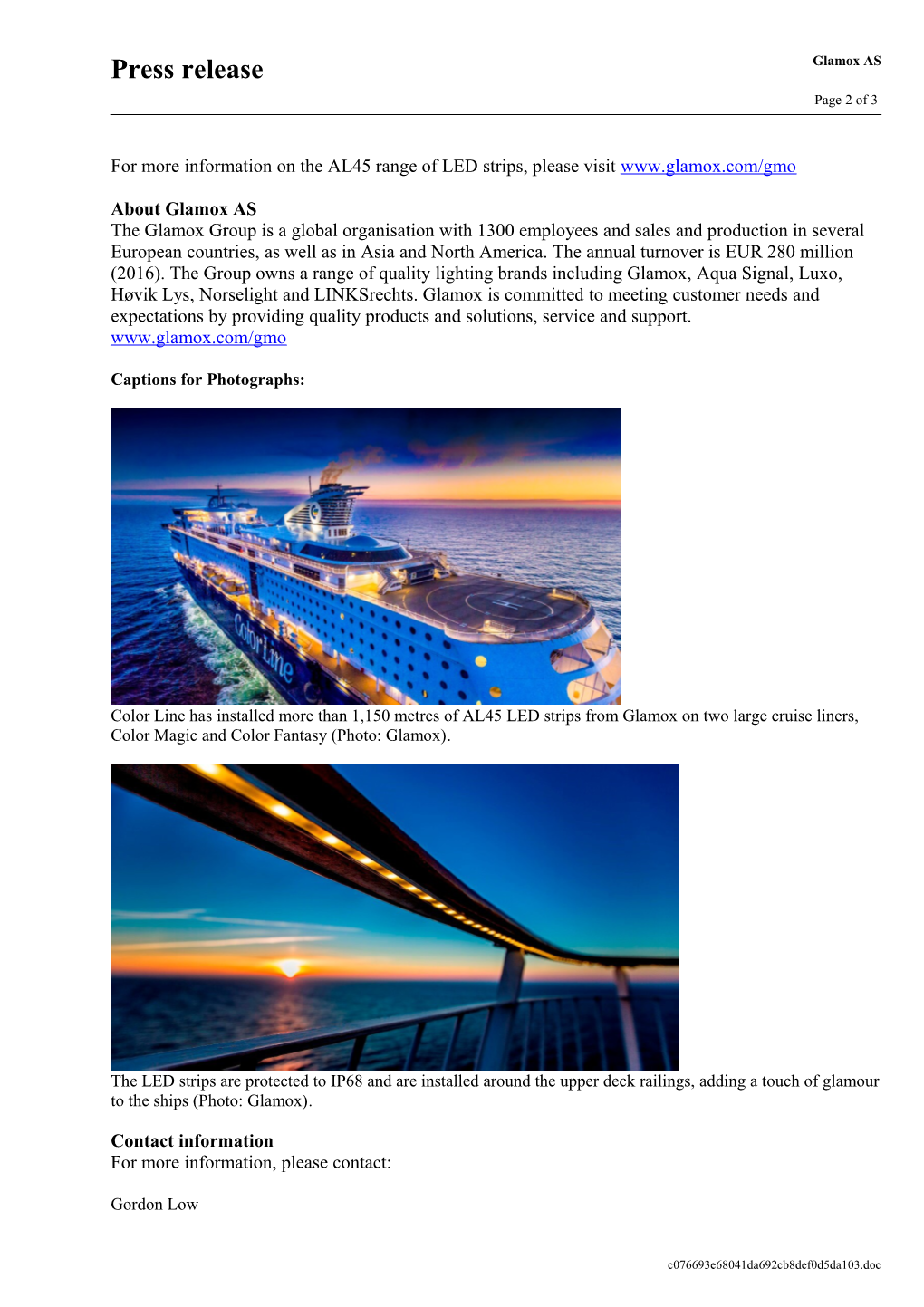 Glamox LED Strips Add a Touch of Glamour to Two Color Line Cruise Ships