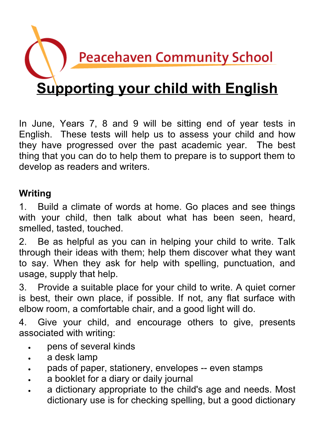 Supporting Your Child with English