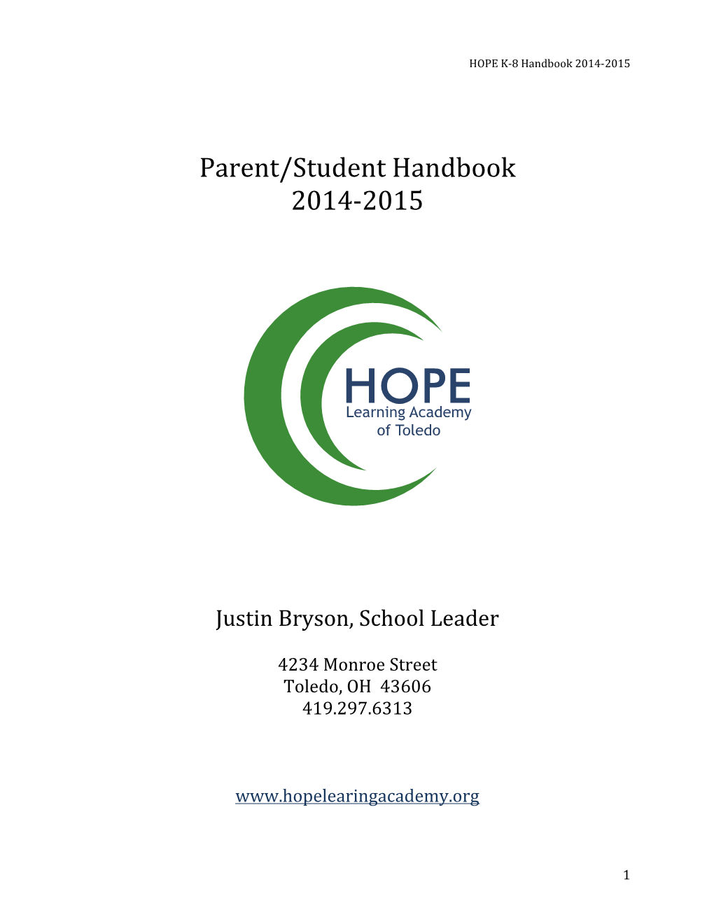 HOPE K-8 Handbook 2014-2015
