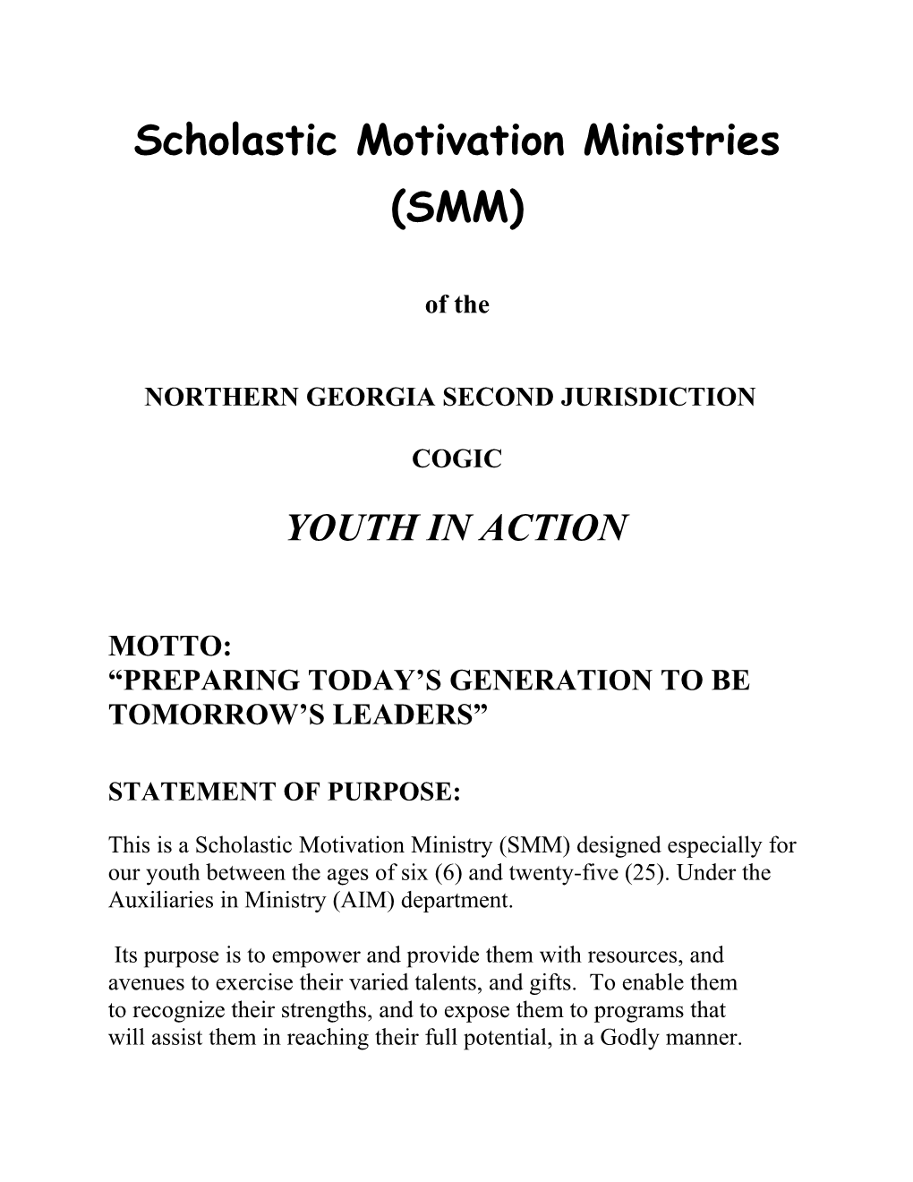 Scholastic Motivation Ministries (SMM)