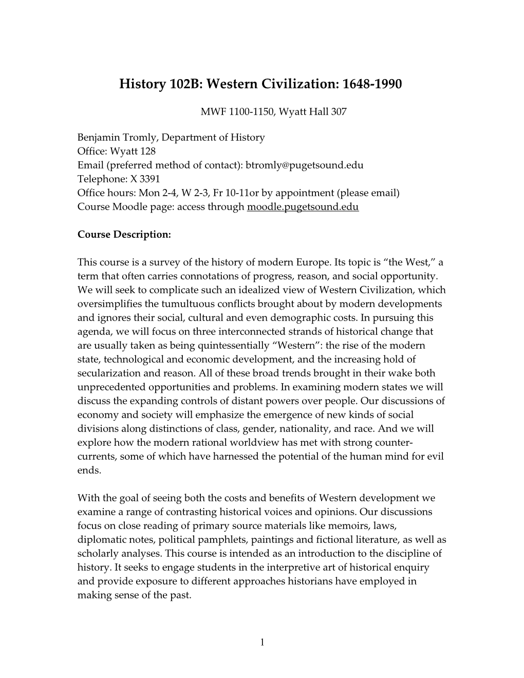History 102B: Western Civilization: 1648-1990