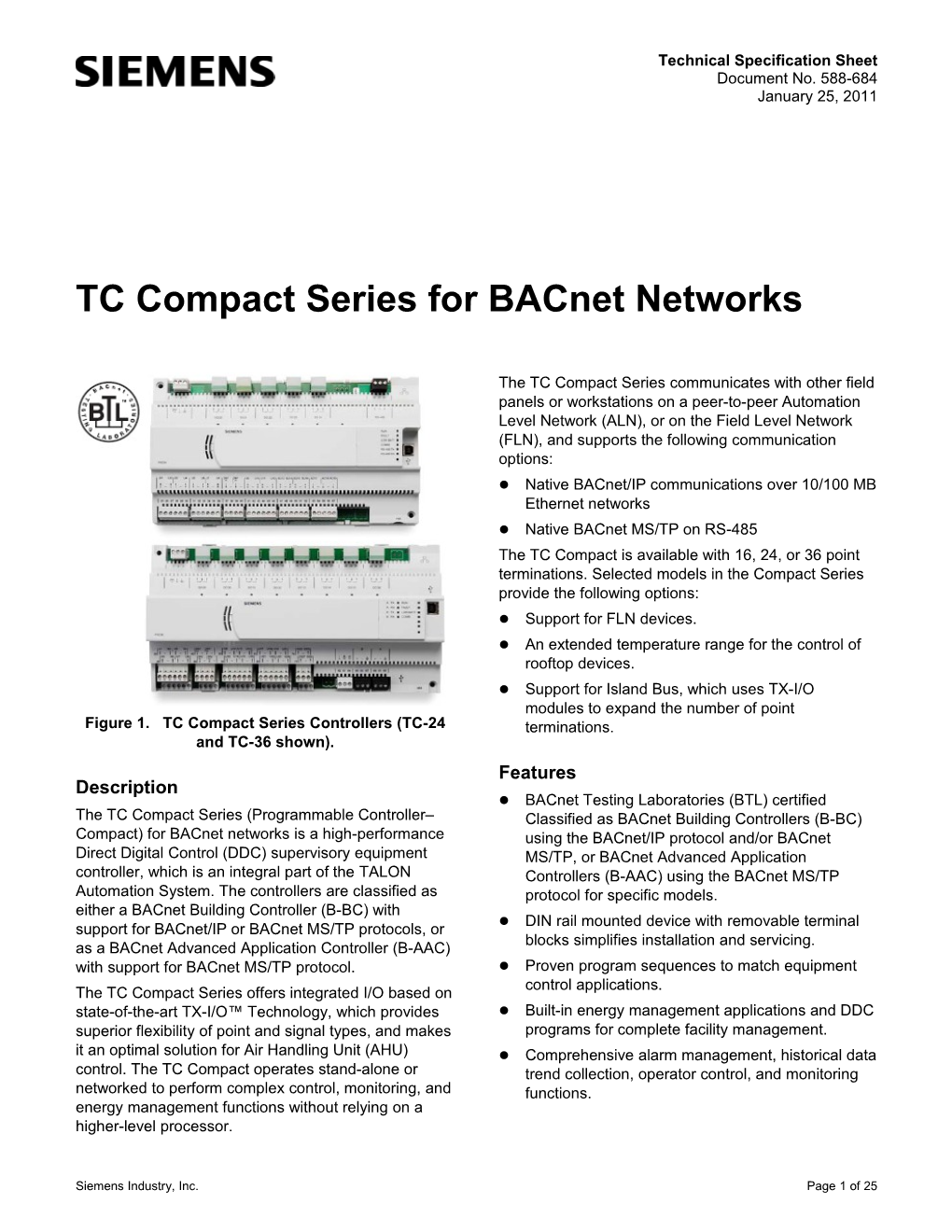 TC Compact Series for Bacnet Networks