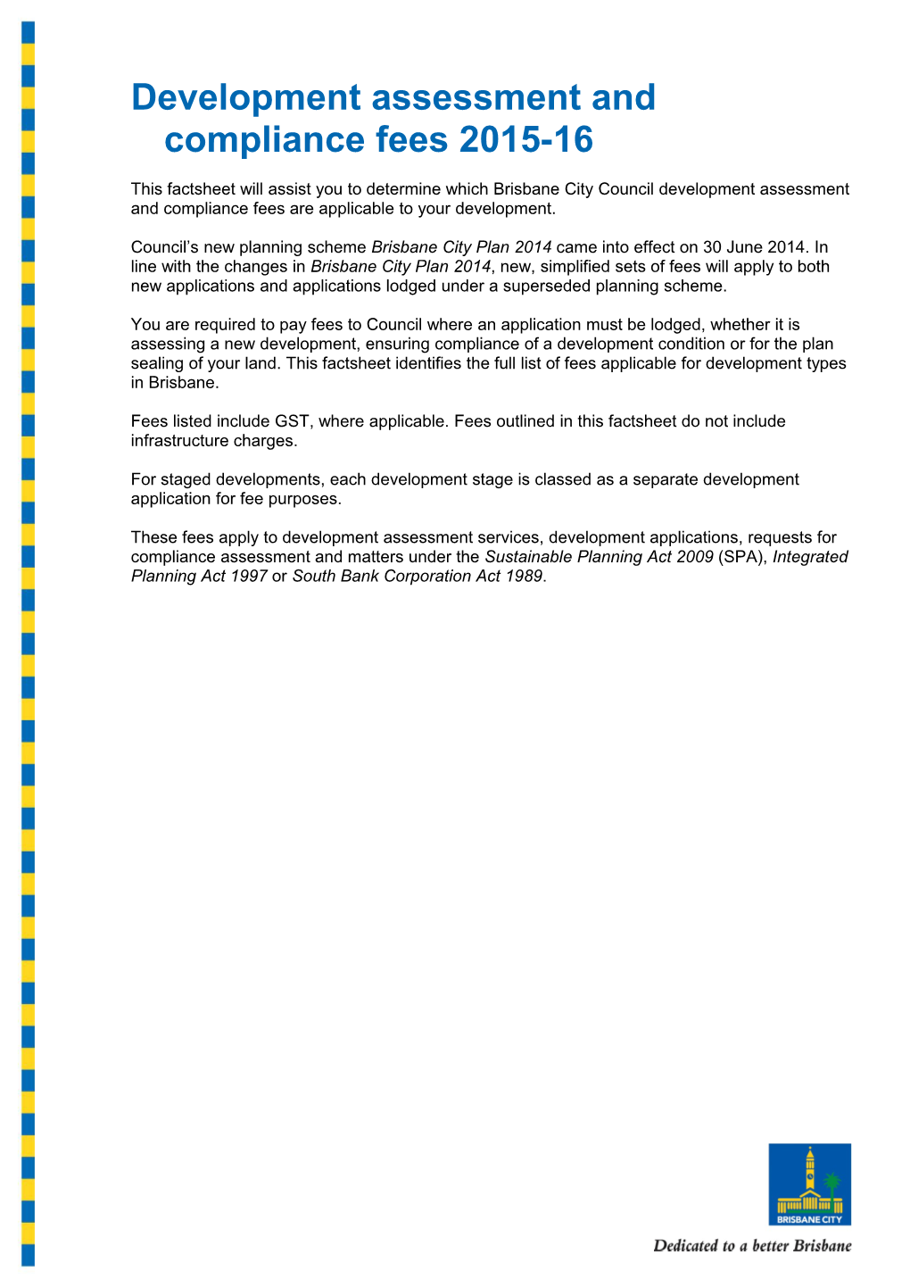 Development Assessment and Compliance Fees 2015-16