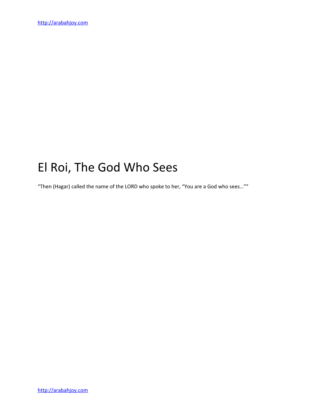 El Roi, the God Who Sees