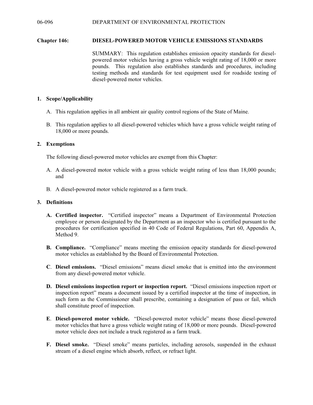 Chapter 146:DIESEL-POWERED MOTOR VEHICLE EMISSIONS STANDARDS