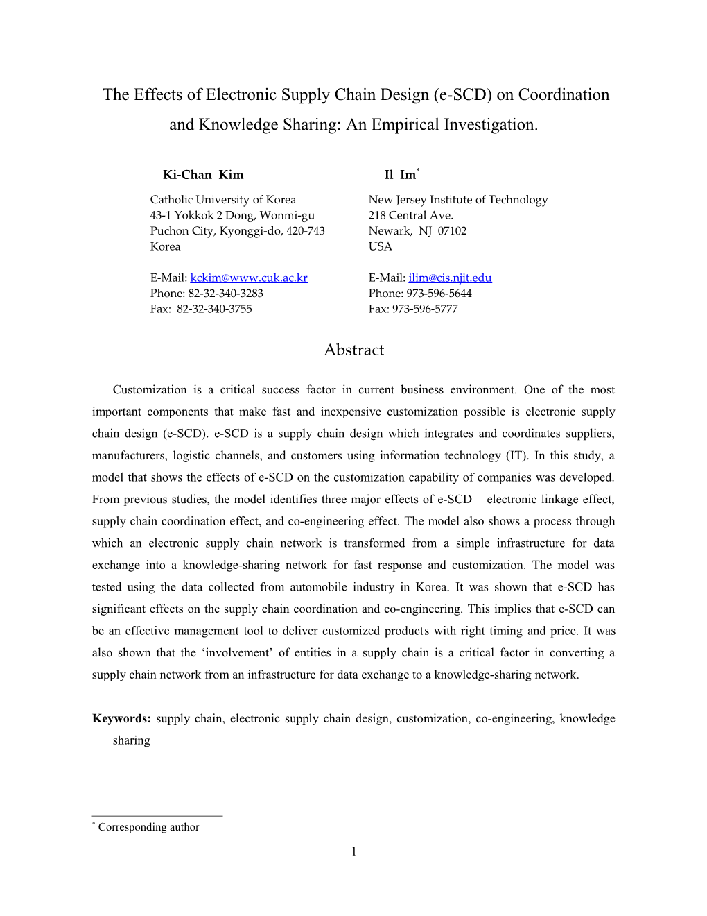 The Effects of Customization on Cost Reduction in Electronic Supply Chain: an Empirical