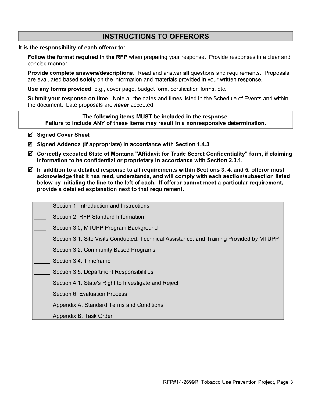 RFP#14-2699R, Tobacco Use Prevention Project, Page 1