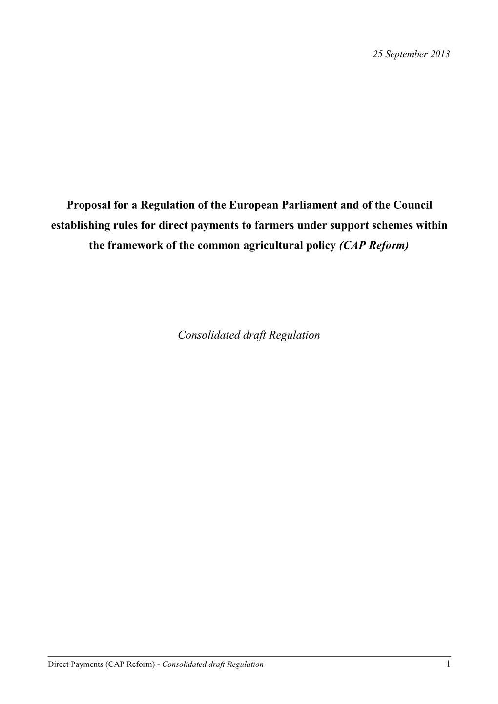 Draft Regulation of the European Parliament and of the Council