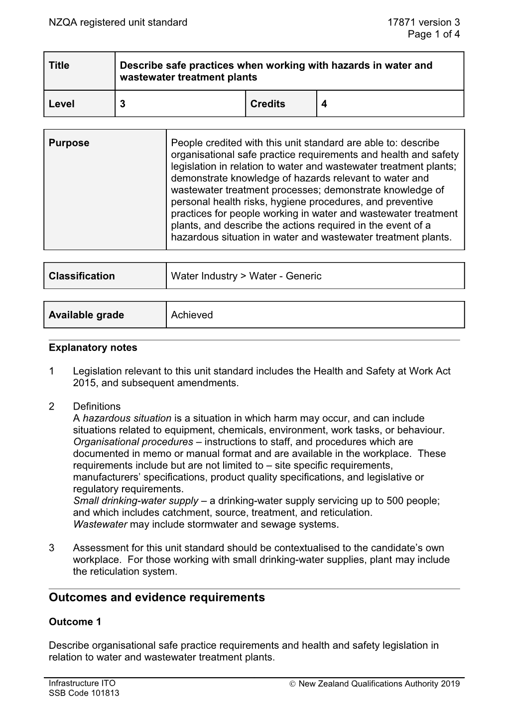 17871 Describe Safe Practices When Working with Hazards in Water and Wastewater Treatment Plants