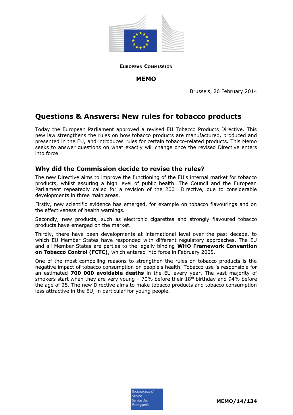 Questions & Answers: New Rules for Tobacco Products