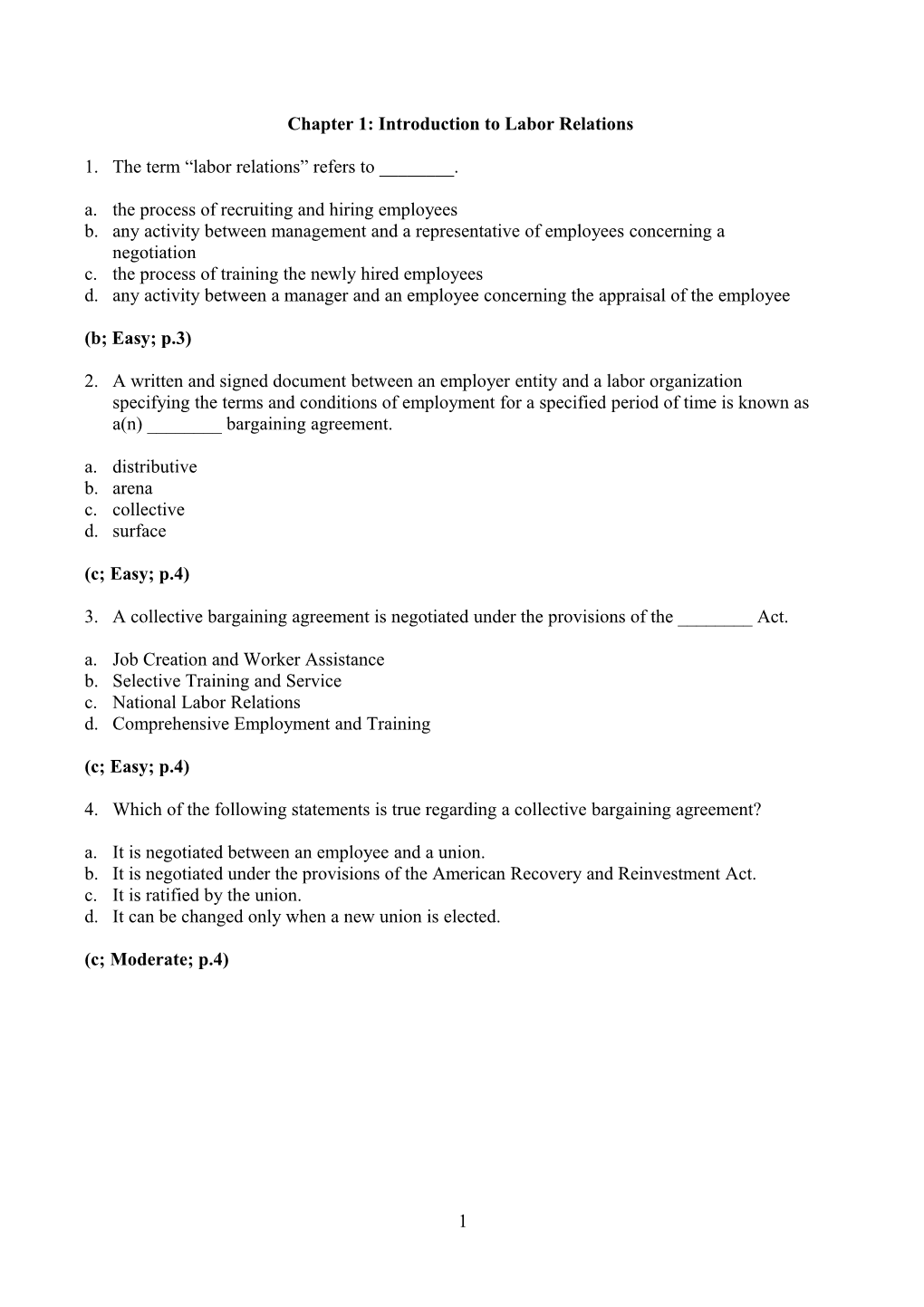 Chapter 1: Introduction to Labor Relations