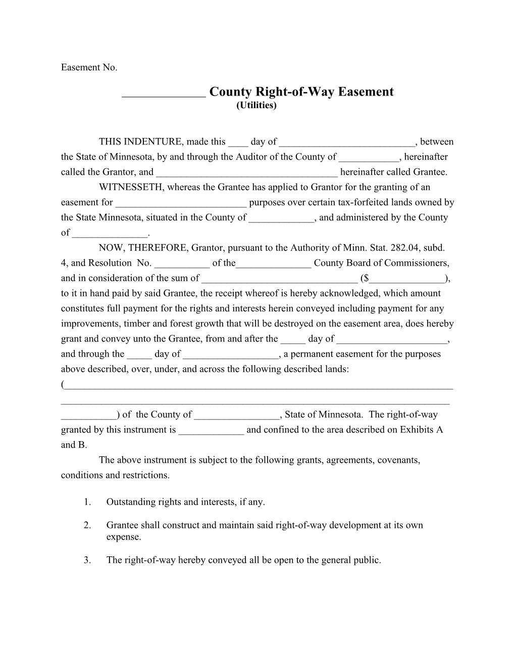 County Right-Of-Way Easement