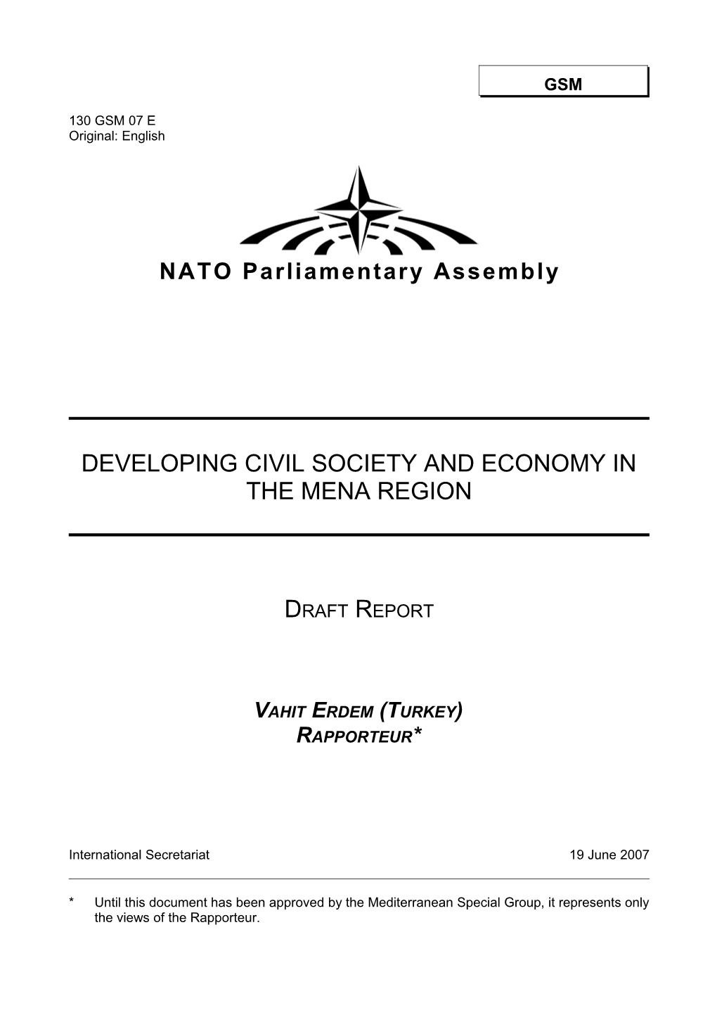 Developing Civil Society and Economy in the Mena Region