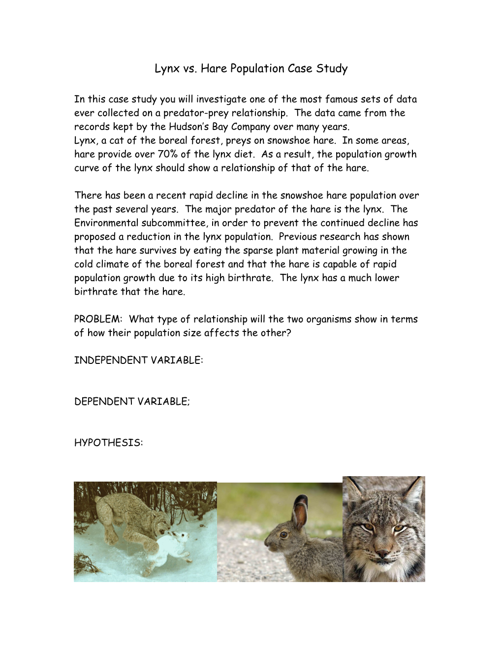 Lynx Vs. Hare Population Case Study
