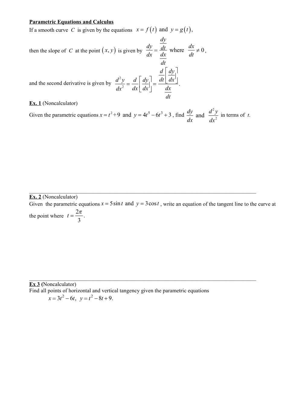 Graphing Parametric Equations and Eliminating the Parameter