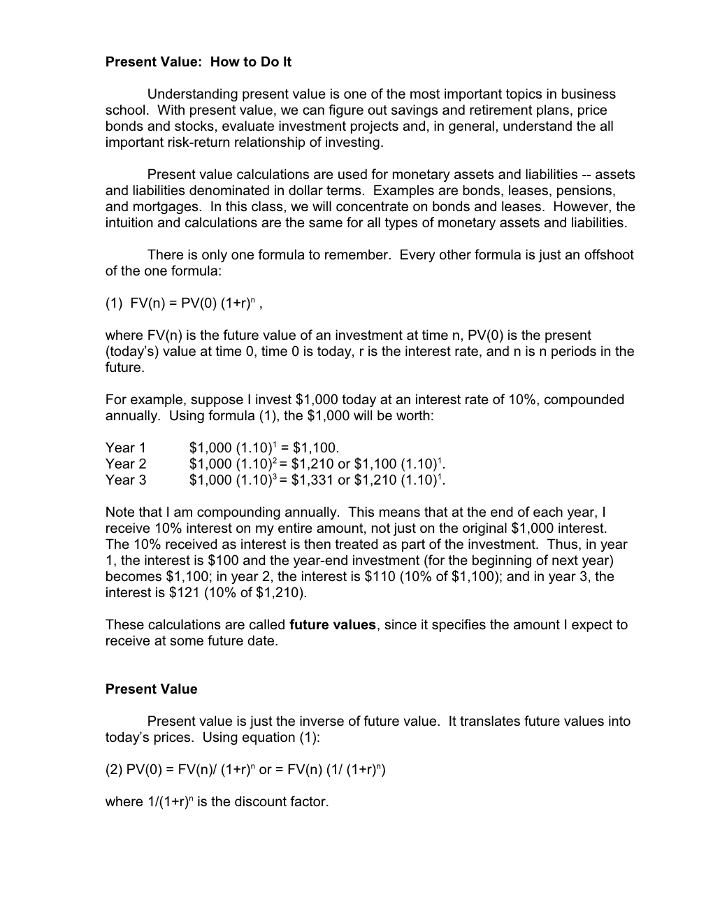 Present Value: How to Do It