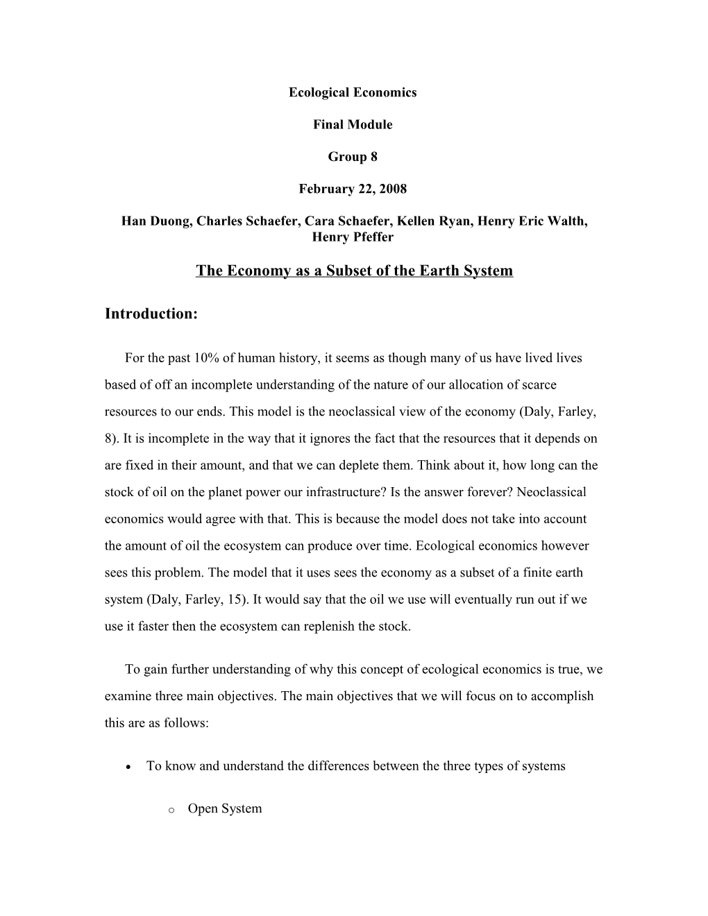 The Economy As a Subset of the Earth System