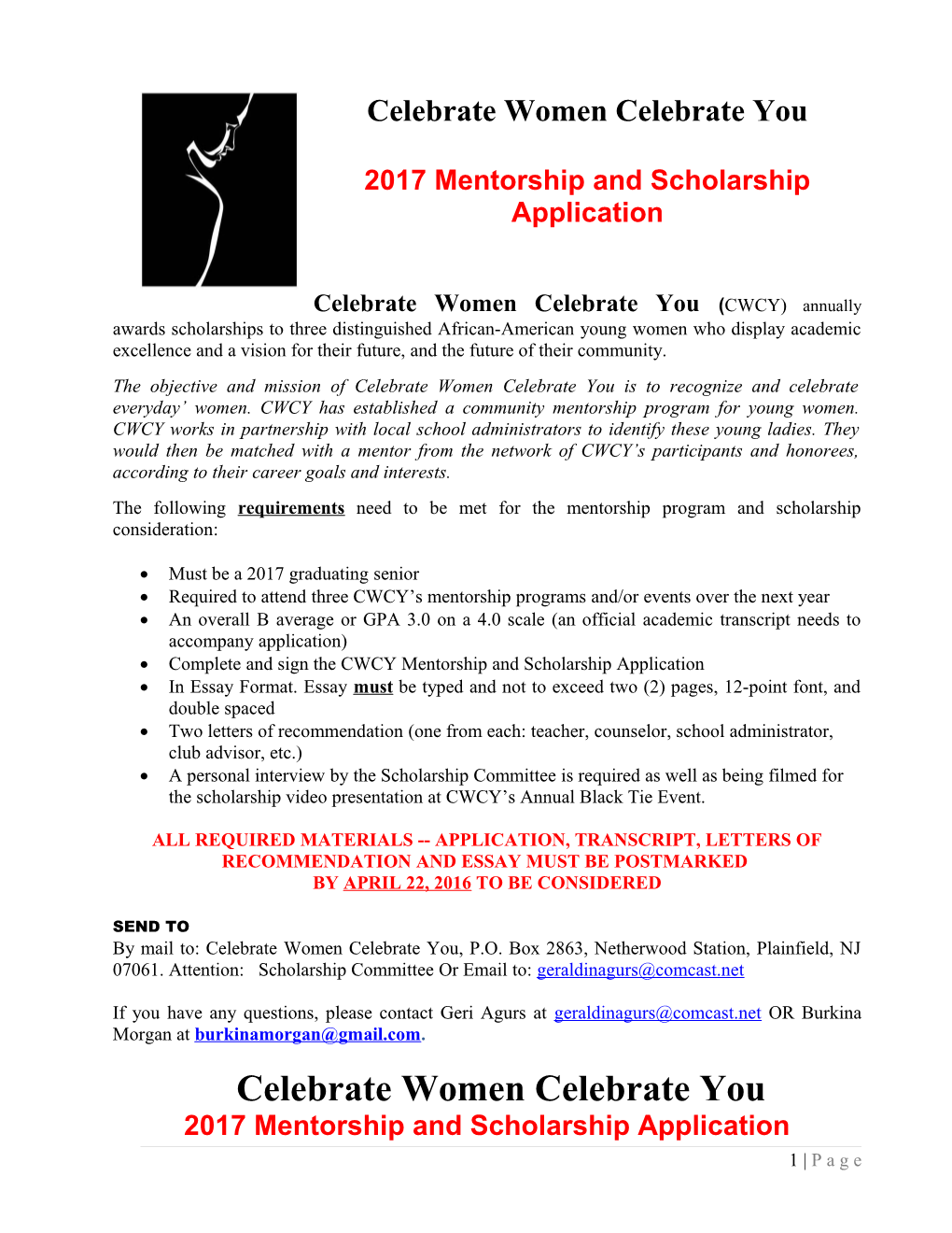 2017Mentorship and Scholarship Application