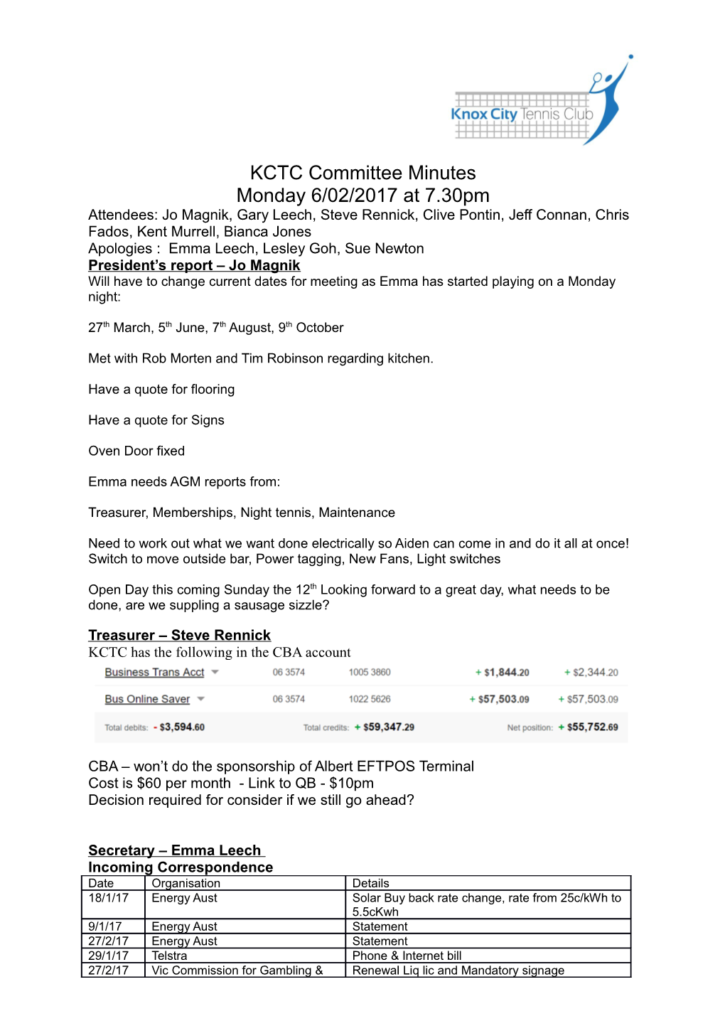 KCTC Committee Minutes