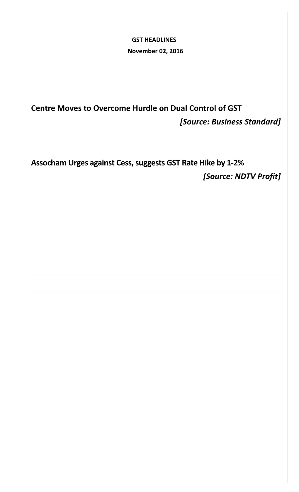 Centre Moves to Overcome Hurdle on Dual Control of GST