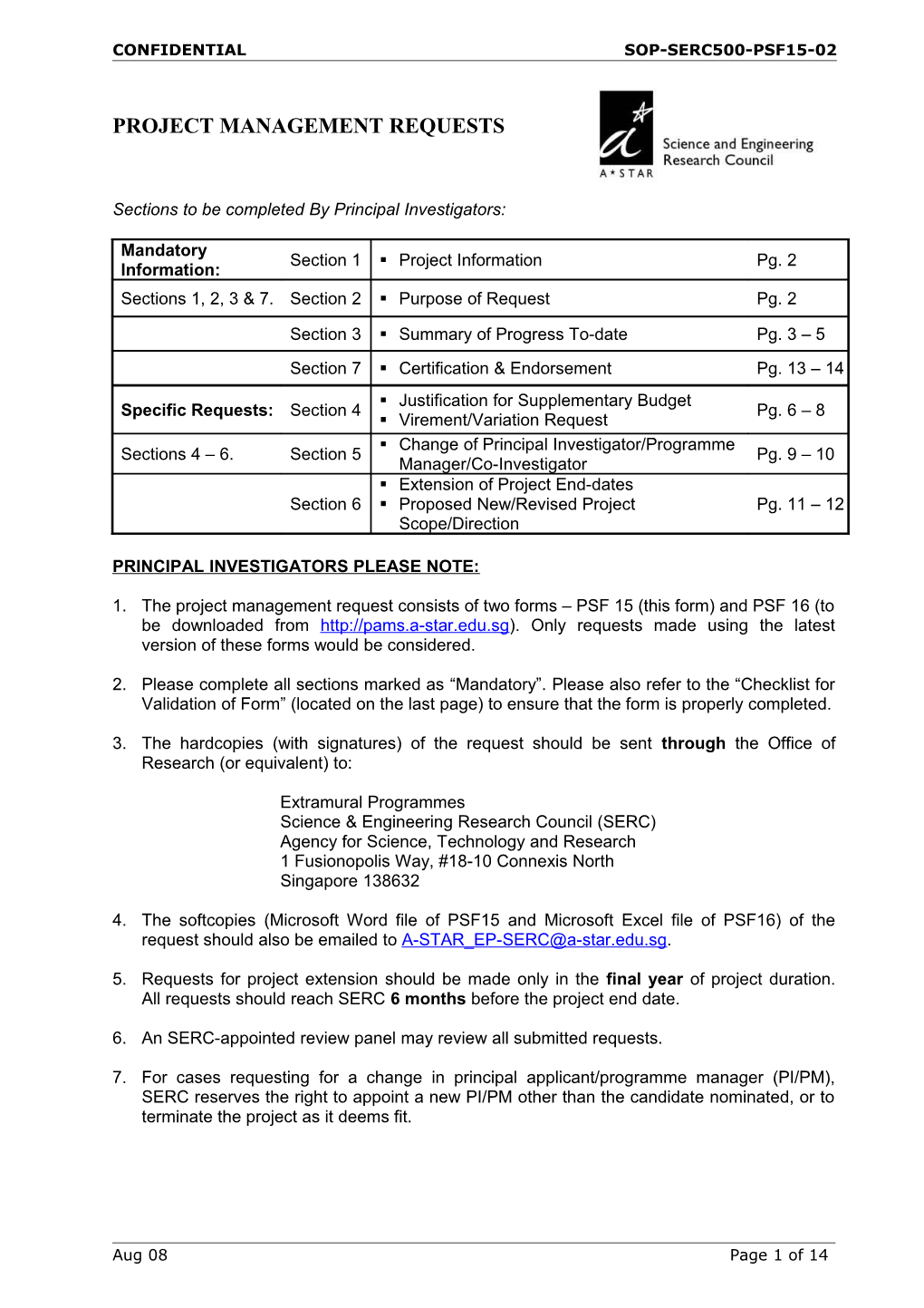 Sections to Be Completed by Principal Investigators