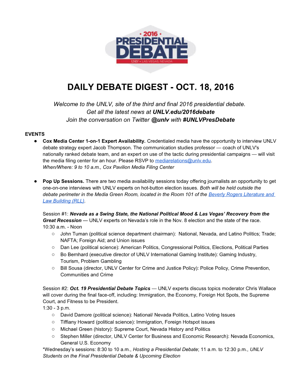 Daily Debate Digest - Oct. 18, 2016