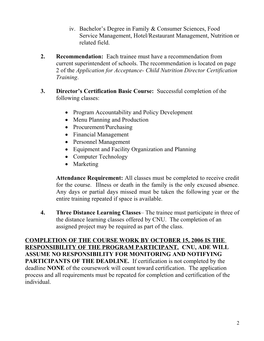 Director Certification Program Requirements