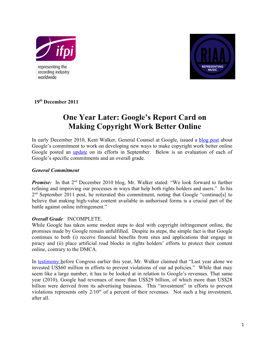 Oneyearlater:Google S Report Cardonmaking Copyright Workbetteronline