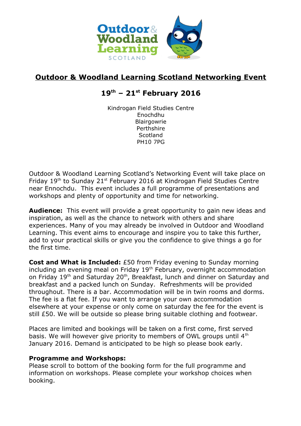 Outdoor & Woodland Learning Scotland Networking Event