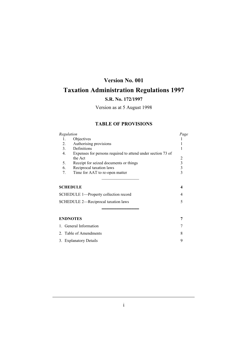 Taxation Administration Regulations 1997