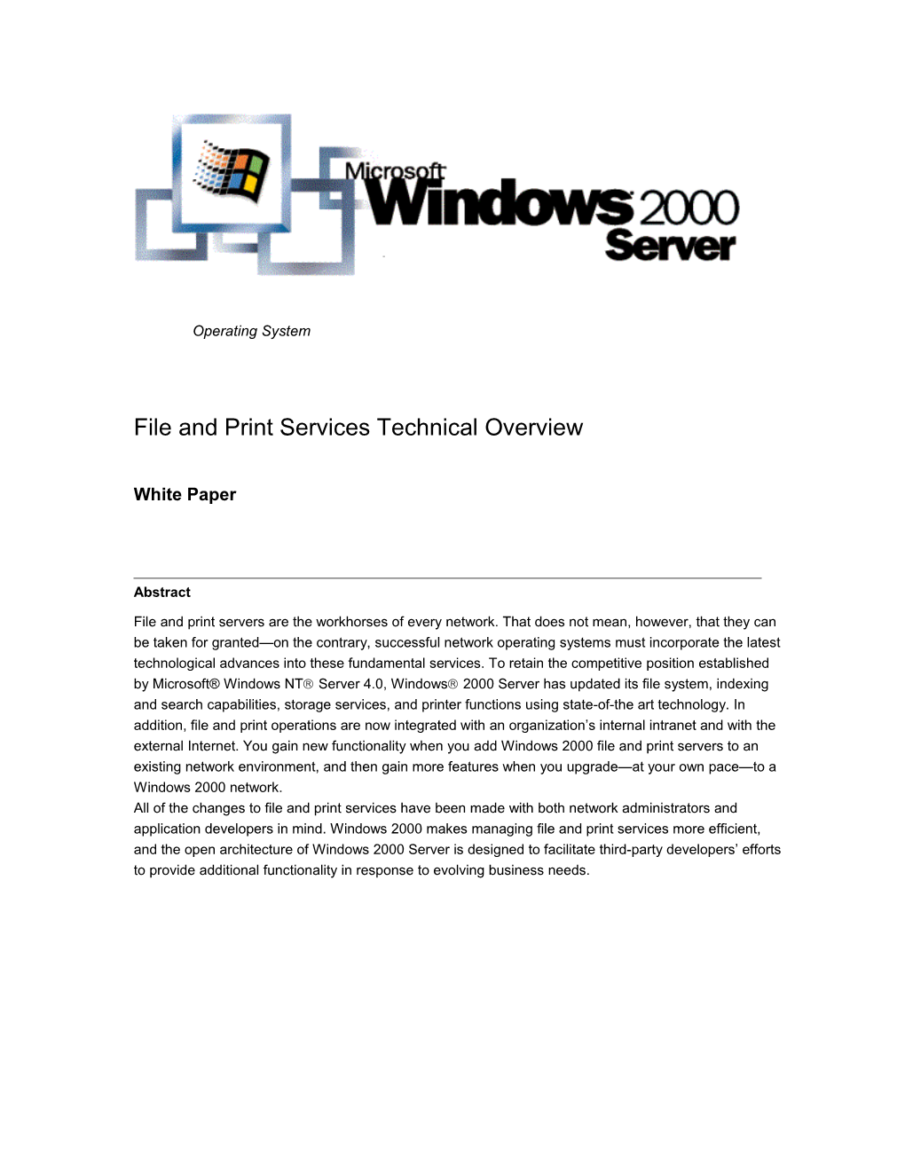File and Print Services Technical Overview