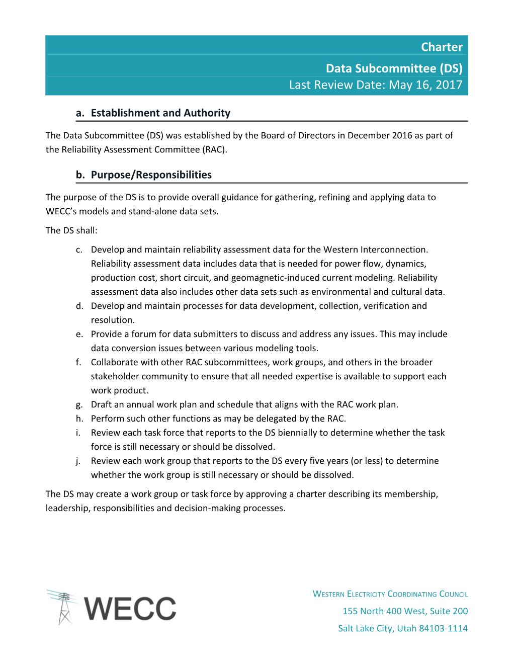 Data Subcommittee Charter Quorum Edit