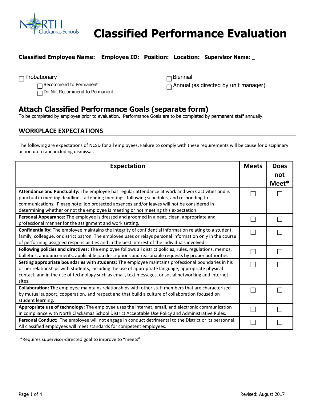 NCSD Classiifed Performance Evaluation