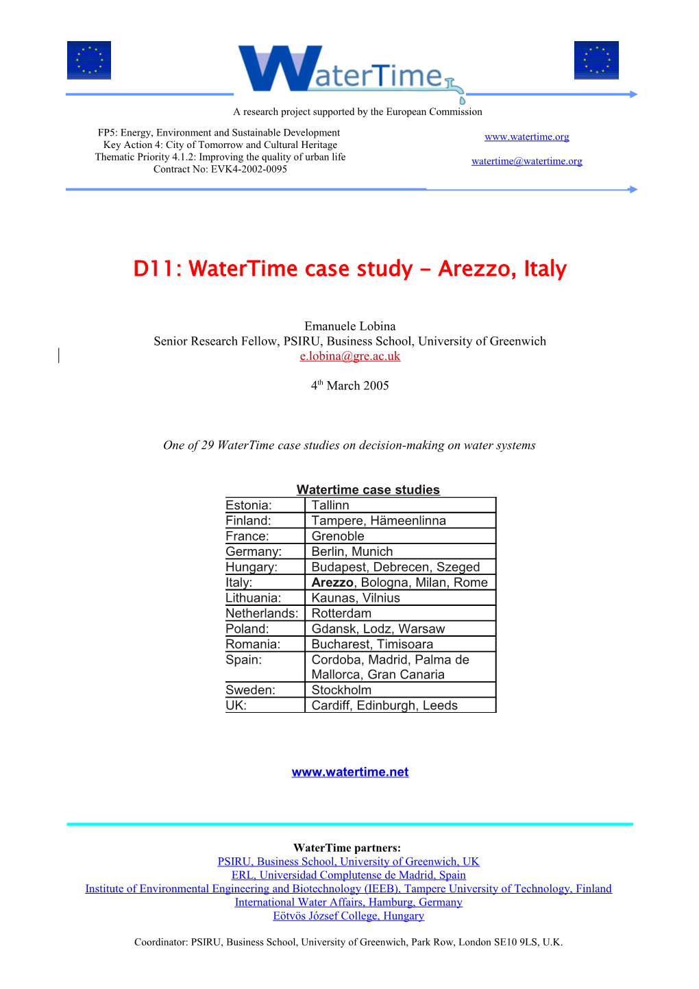 D11: Watertime Case Study - Arezzo, Italy