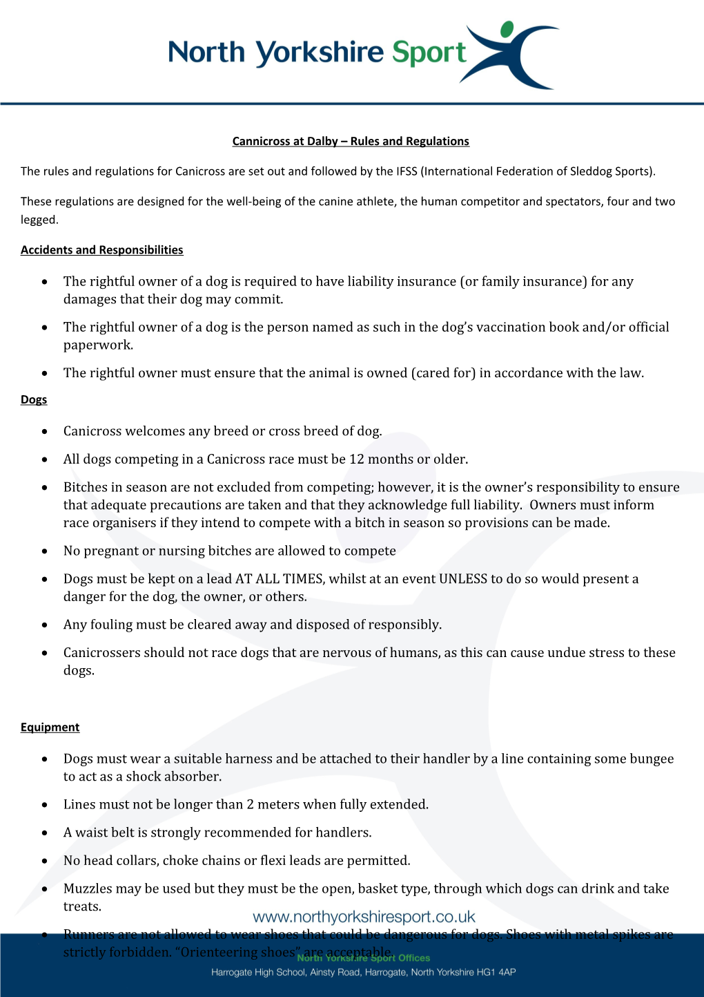 Cannicross at Dalby Rules and Regulations