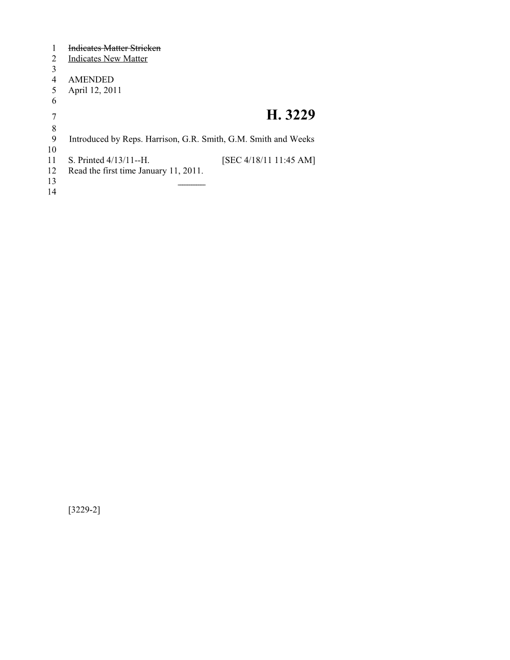 2011-2012 Bill 3229: Behavioral Health Services Act - South Carolina Legislature Online