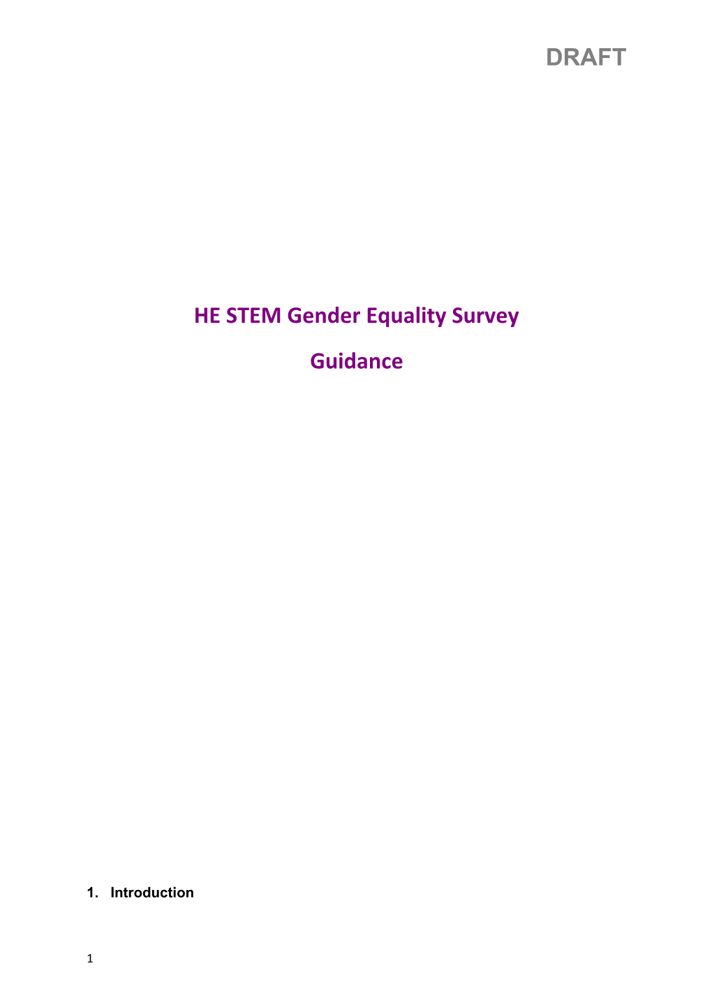 HE STEM Gender Equality Survey