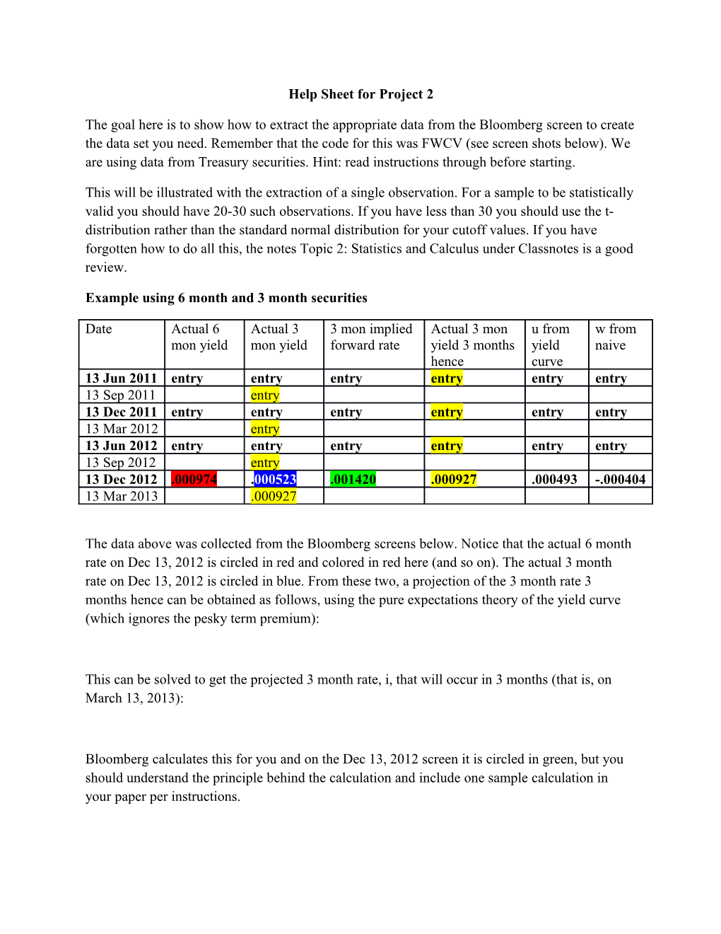 Help Sheet for Project 2