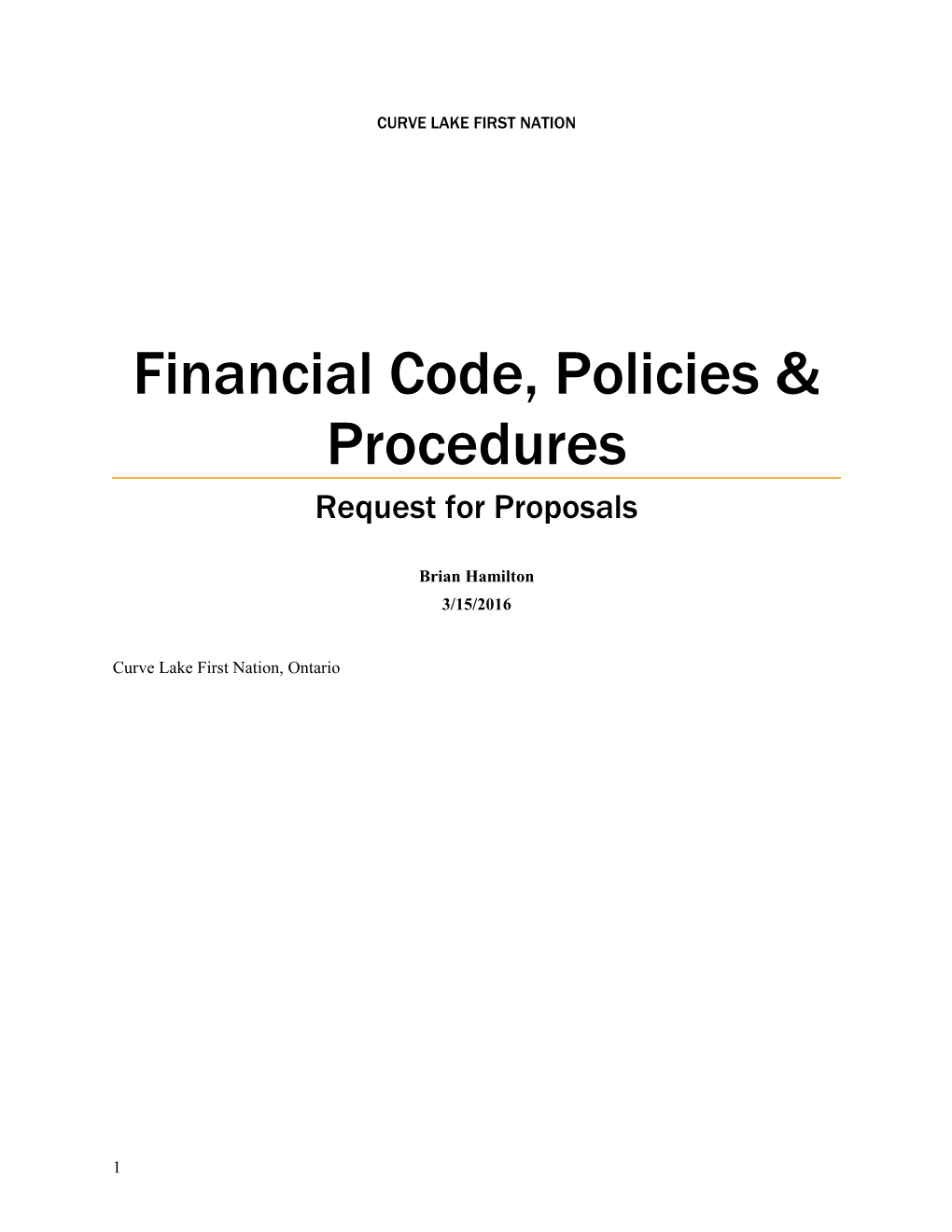 Financial Code, Policies & Procedures