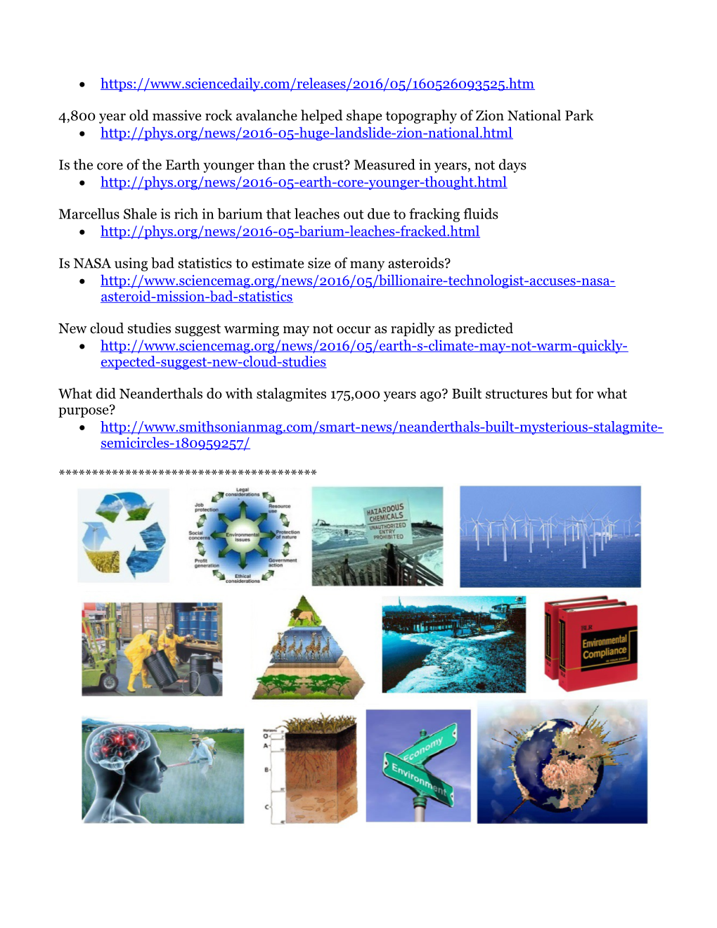 Geosciences Bulletin Board 30 May 2016- Compiled by Elaine J. Hanford