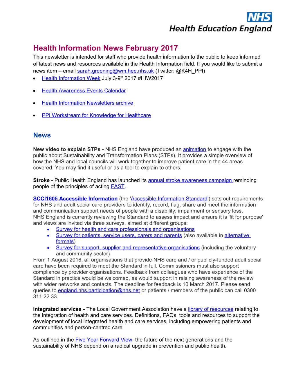 Health Information News February 2017