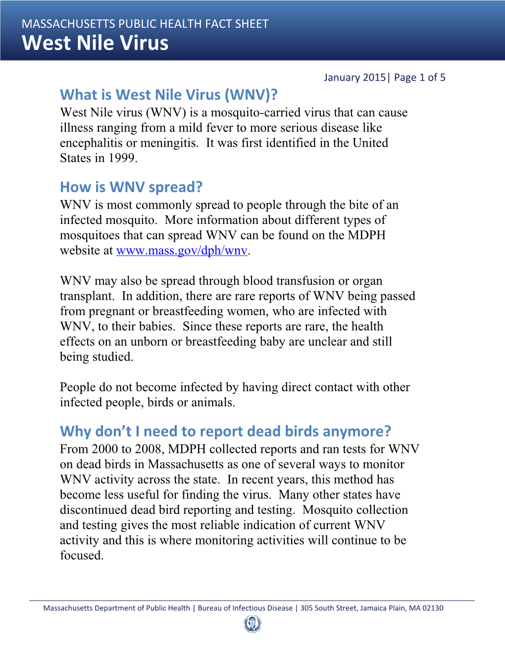 How Is WNV Spread?