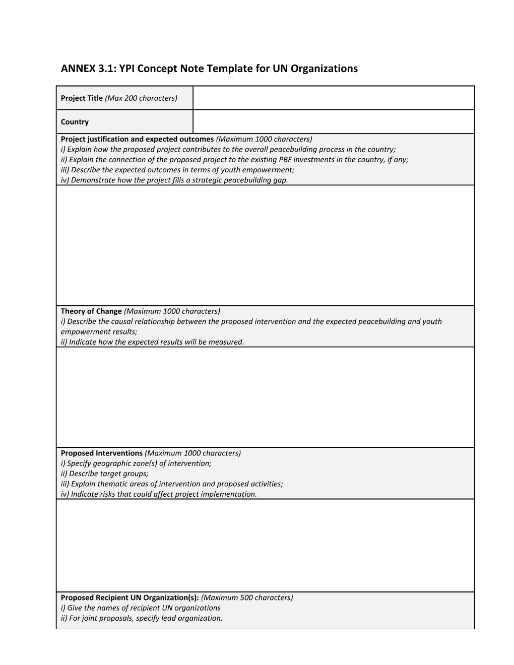 ANNEX 3.1: YPI Concept Note Template for UN Organizations