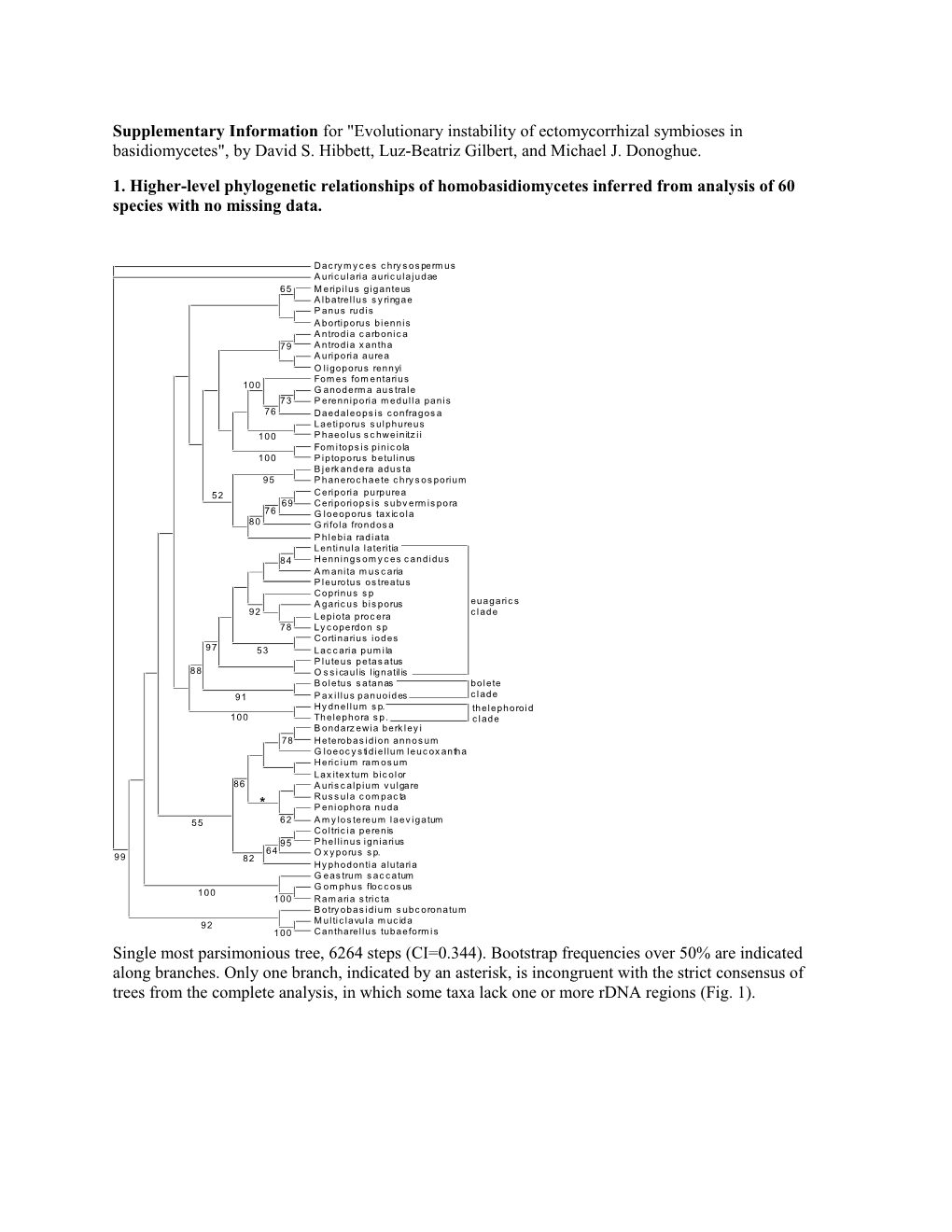 1. Higher-Level Phylogenetic Relationships of Homobasidiomycetes Inferred from Analysis