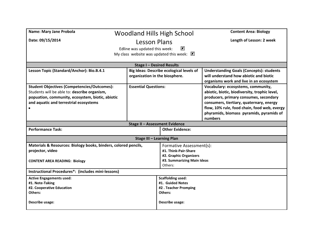 Students Will Complete Study Guide Using Chapter 17 Pages 360-374