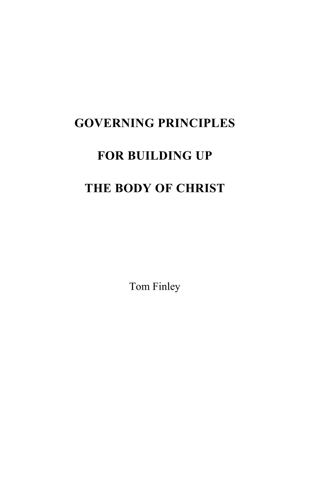Governing Principles
