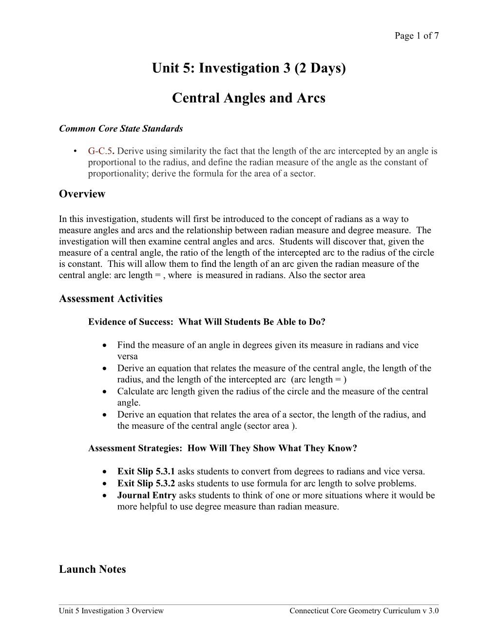 Central Angles and Arcs