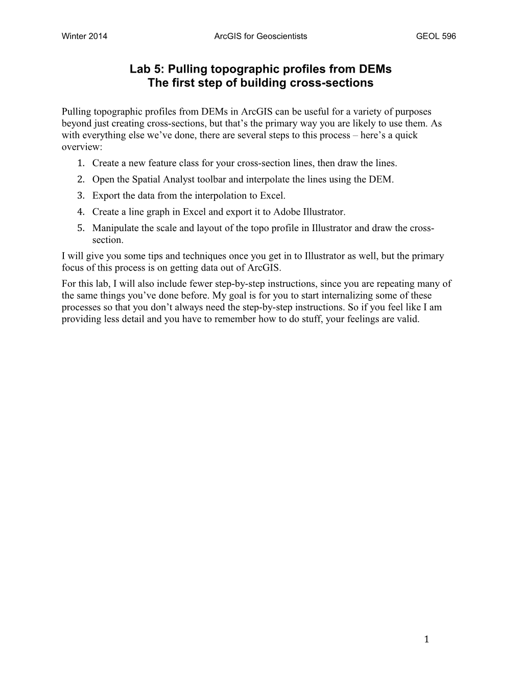 Lab 5: Pulling Topographic Profiles from Dems