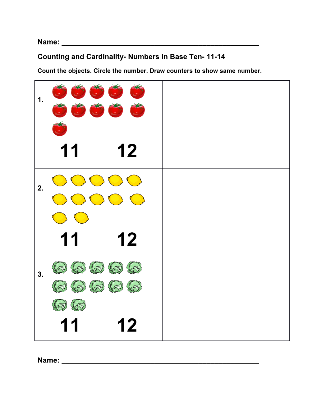 Counting and Cardinality- Numbers in Base Ten- 11-14