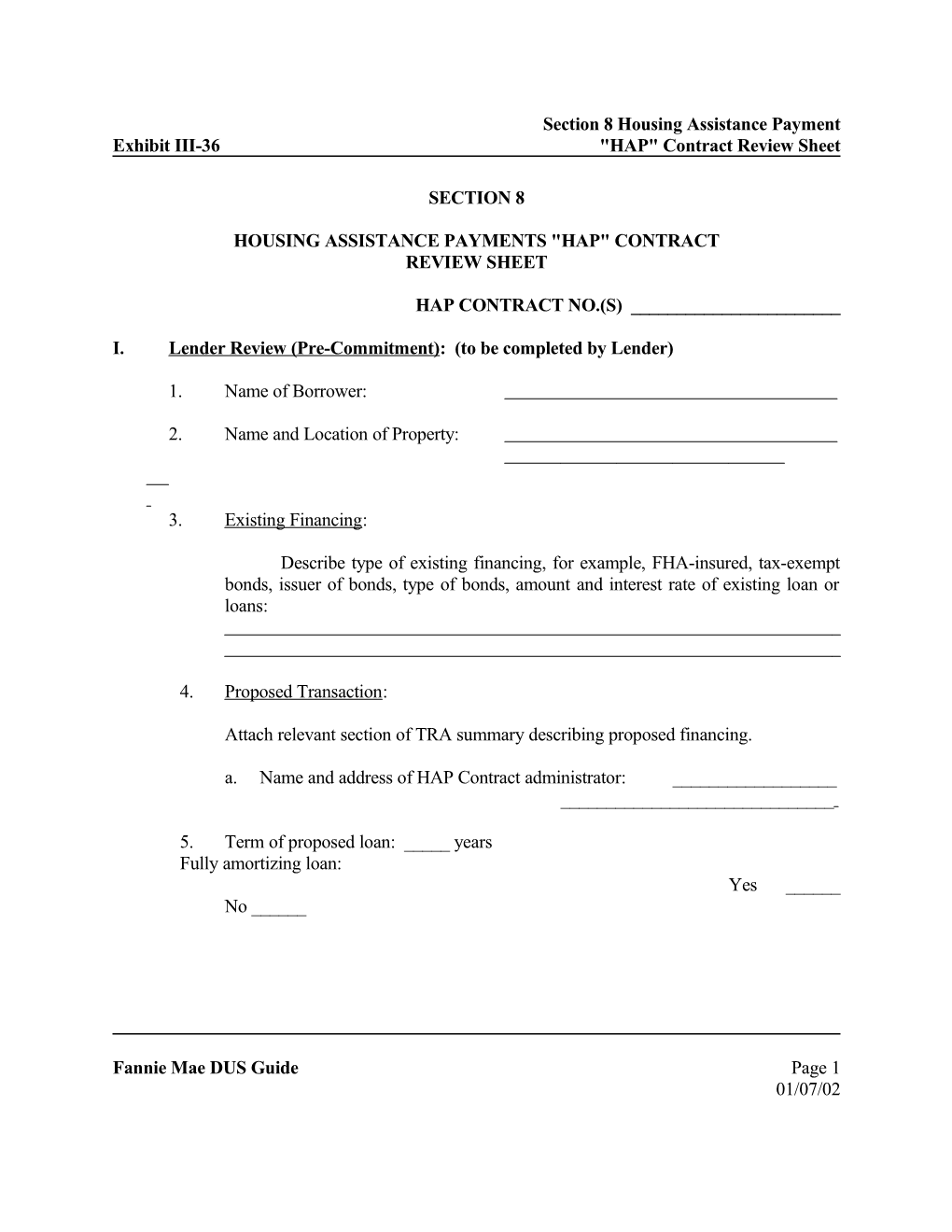 Section 8 Housing Assistance Payment HAP Contract Review Sheet